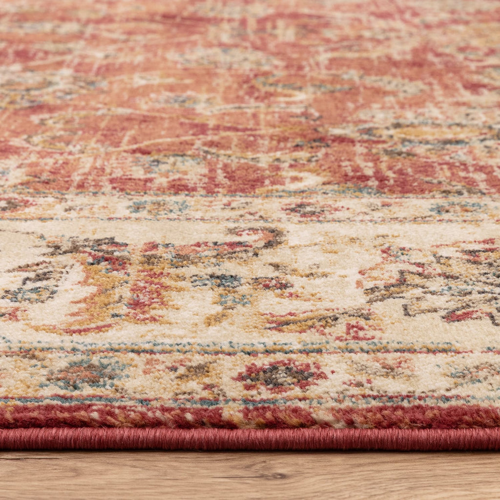 The Rug Edit Raja Border Runner RA06 - Red/Cream, product image 8