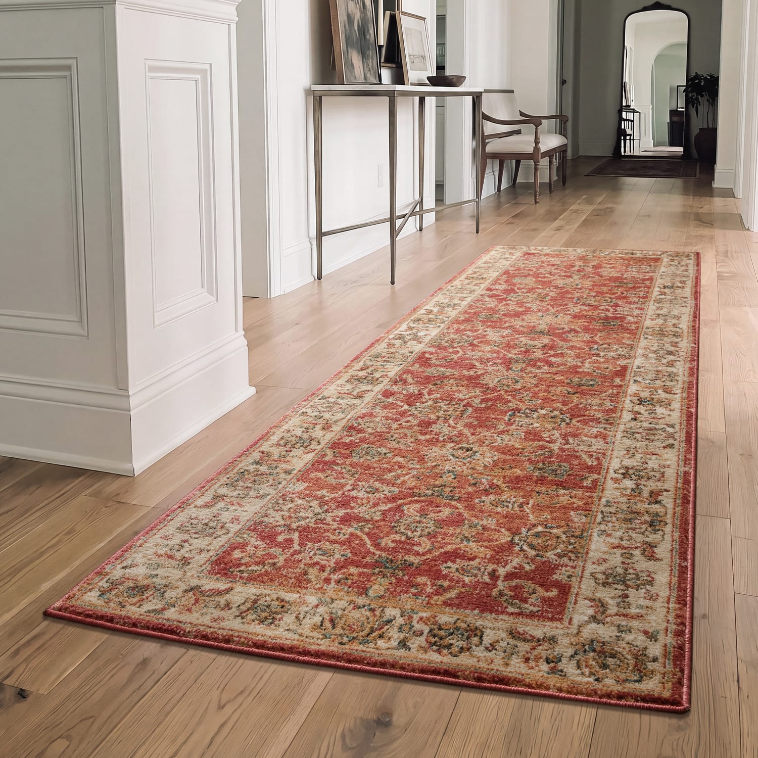 The Rug Edit Raja Border Runner RA06 - Red/Cream, product image 10
