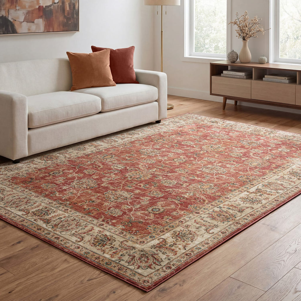 The Rug Edit Raja Border Runner RA06 - Red/Cream