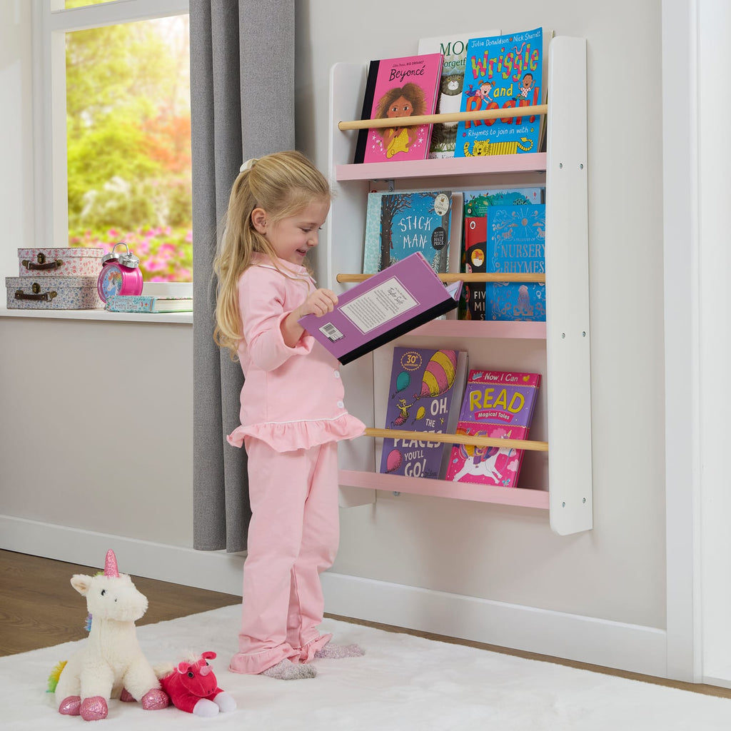 Liberty House Toys Rainbow Table and Chair & Bookshelf Set - White & Pink, product image 4