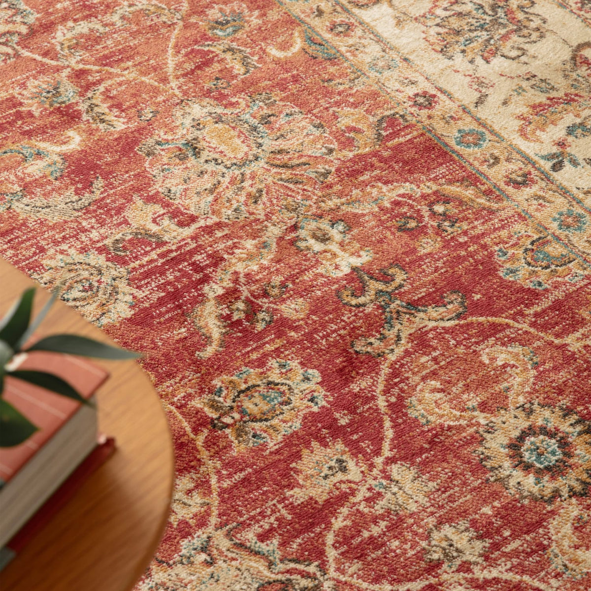 The Rug Edit Raja Border Runner RA06 - Red/Cream, product image 3