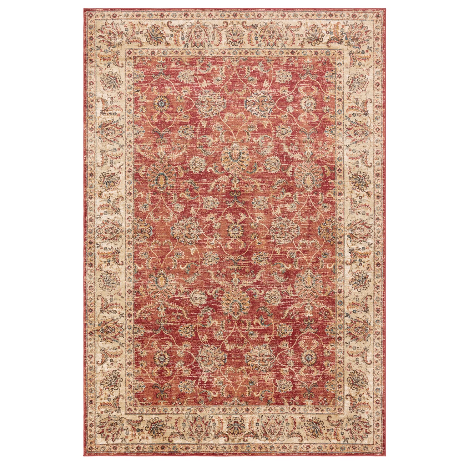 The Rug Edit Raja Border Runner RA06 - Red/Cream, product image 2