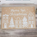 Festive Feeling Washable Door Mat - Beige Home For Christmas