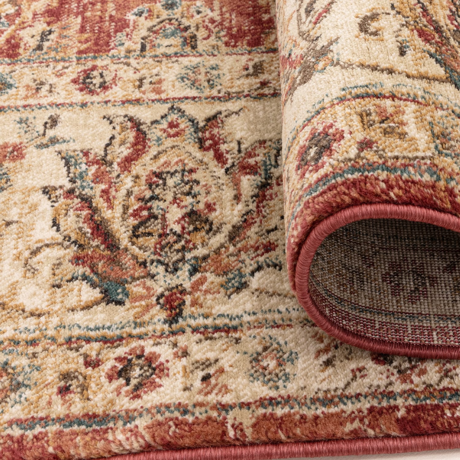 The Rug Edit Raja Border Runner RA06 - Red/Cream, product image 7