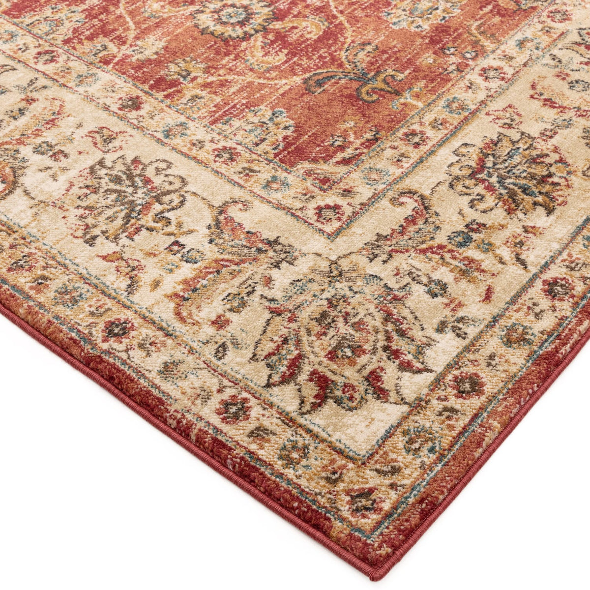 The Rug Edit Raja Border Runner RA06 - Red/Cream, product image 5