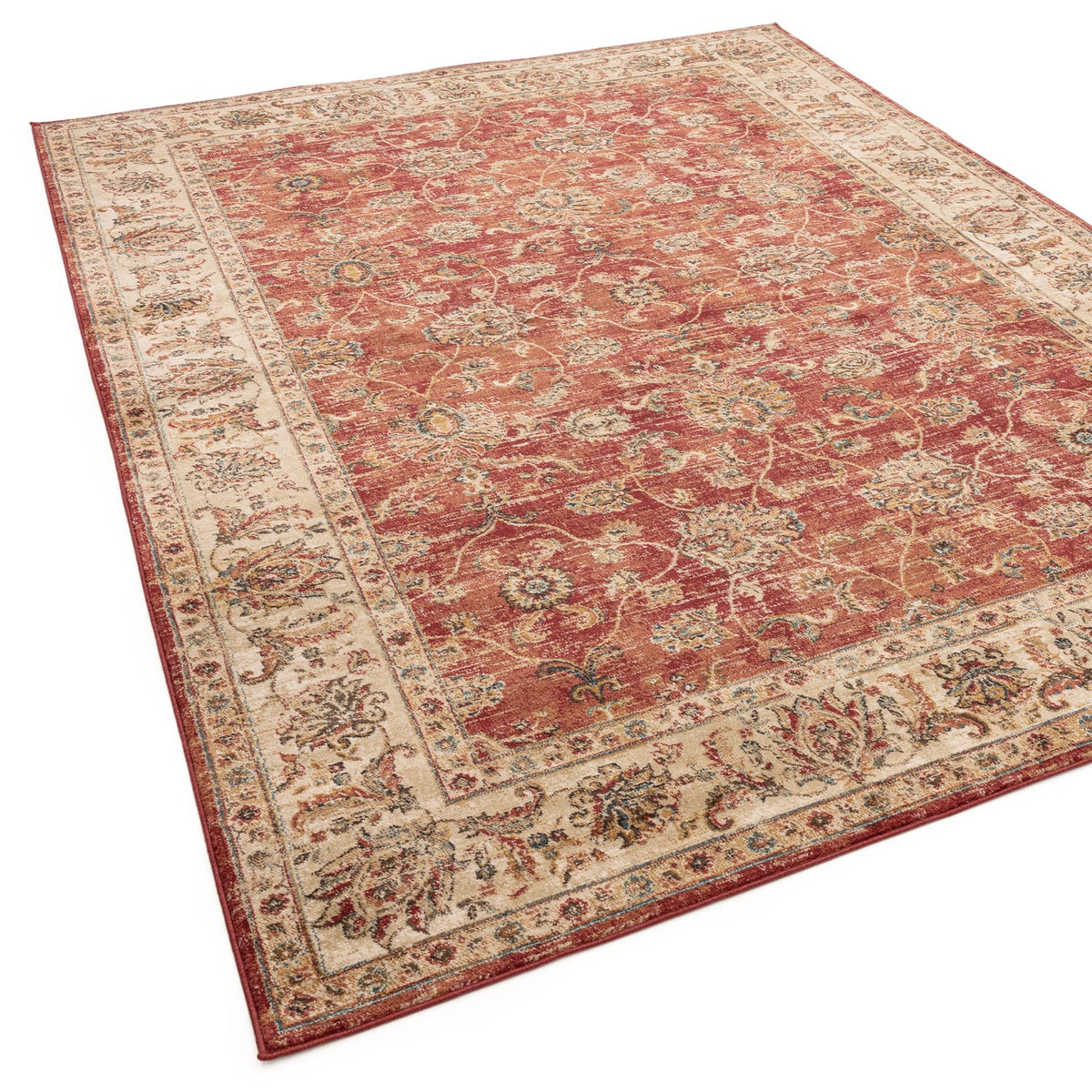 The Rug Edit Raja Border Runner RA06 - Red/Cream, product image 4